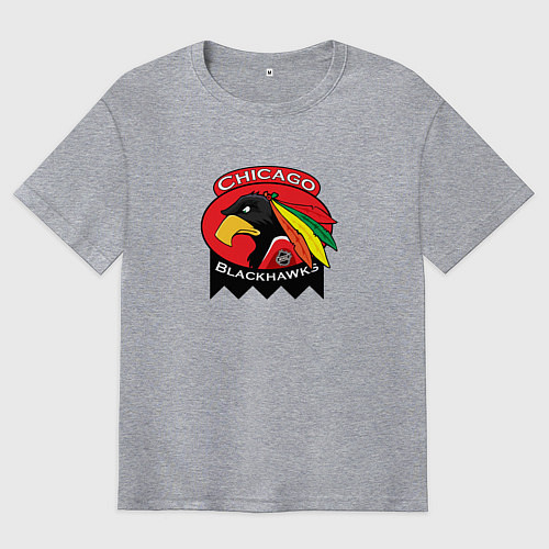 Мужская футболка оверсайз Chicago Blackhawks Hockey / Меланж – фото 1