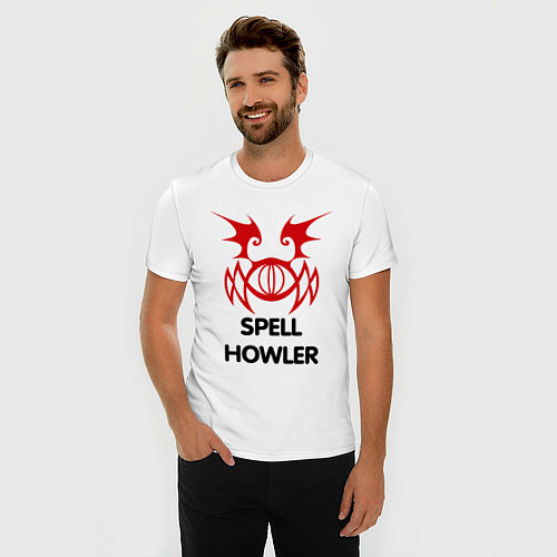 Мужская slim-футболка Dark Elf Mage - Spell Howler / Белый – фото 3