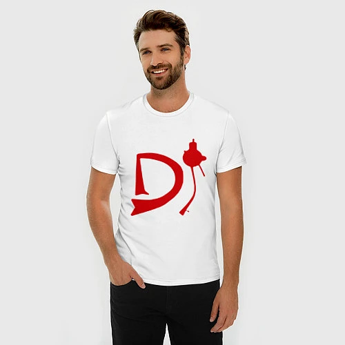 Мужская slim-футболка DJ / Белый – фото 3