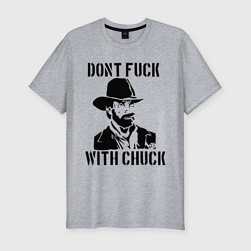 Мужская slim-футболка Dont Fuck With Chuck / Меланж – фото 1