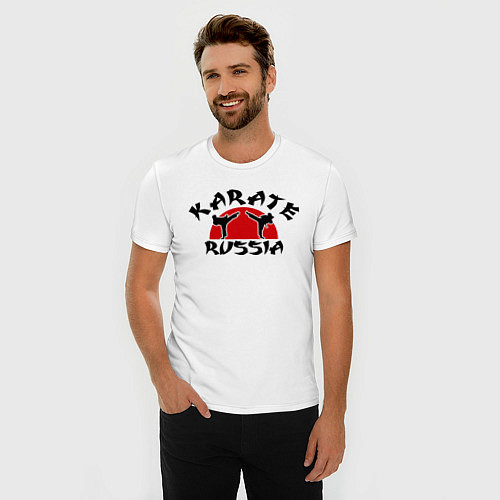 Мужская slim-футболка Karate Russia / Белый – фото 3