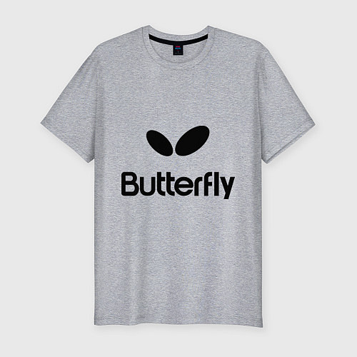 Мужская slim-футболка Butterfly Logo / Меланж – фото 1