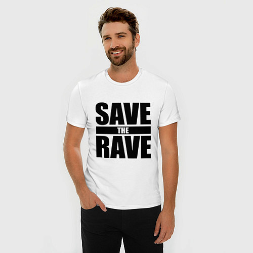 Мужская slim-футболка Save the rave / Белый – фото 3