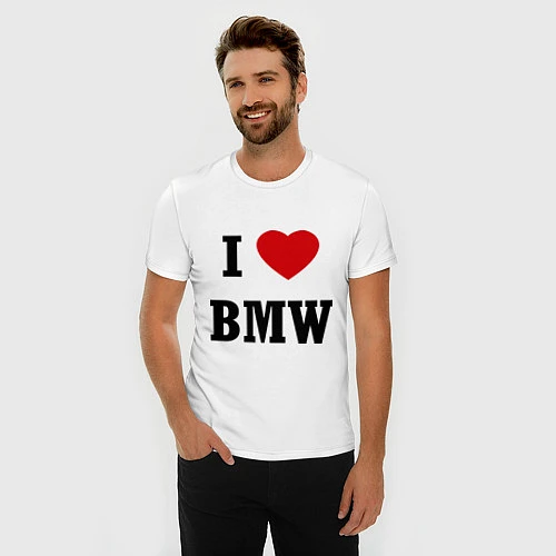 Мужская slim-футболка I love BMW / Белый – фото 3
