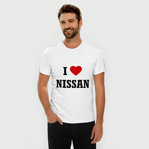 Мужская slim-футболка I love Nissan / Белый – фото 3