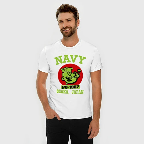 Мужская slim-футболка Navy: Po-1967 / Белый – фото 3