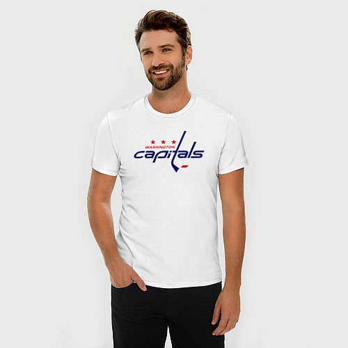 Мужская slim-футболка Washington Capitals / Белый – фото 3