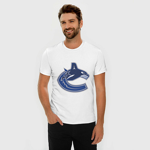 Мужская slim-футболка Vancouver Canucks / Белый – фото 3