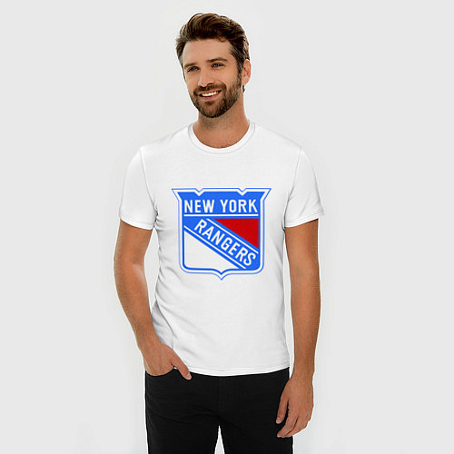 Мужская slim-футболка New York Rangers / Белый – фото 3