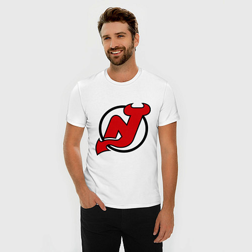 Мужская slim-футболка New Jersey Devils / Белый – фото 3