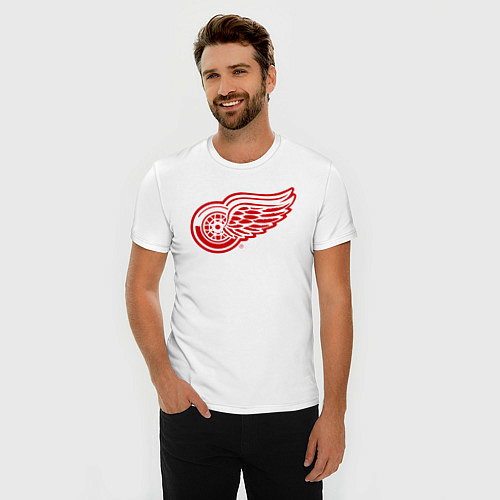 Мужская slim-футболка Detroit Red Wings / Белый – фото 3