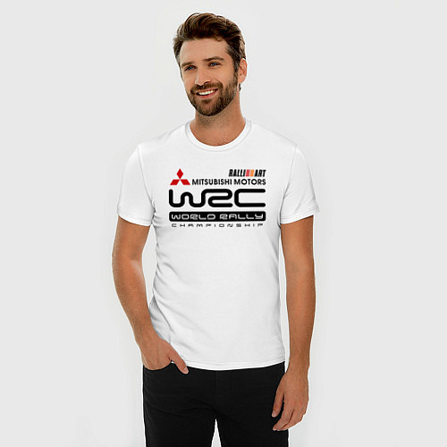 Мужская slim-футболка Mitsubishi wrc / Белый – фото 3