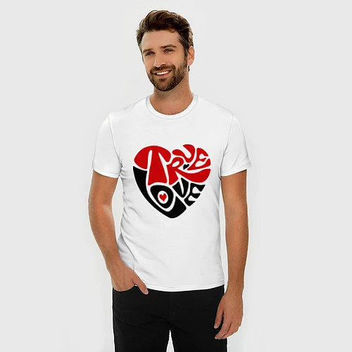Мужская slim-футболка True Love / Белый – фото 3