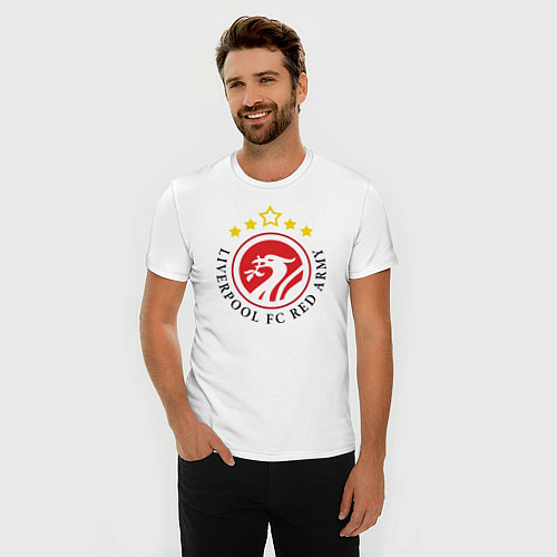 Мужская slim-футболка Liverpool FC Red Army / Белый – фото 3