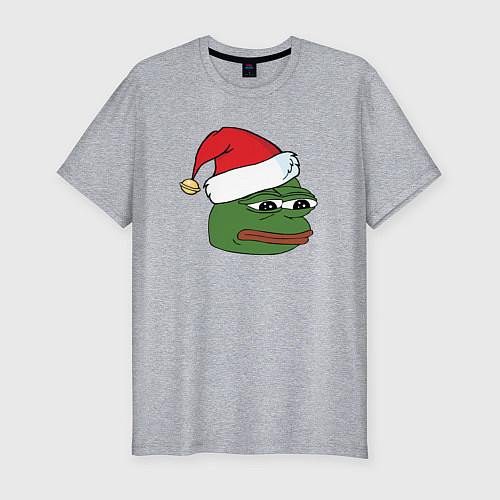 Мужская slim-футболка New year sad frog / Меланж – фото 1
