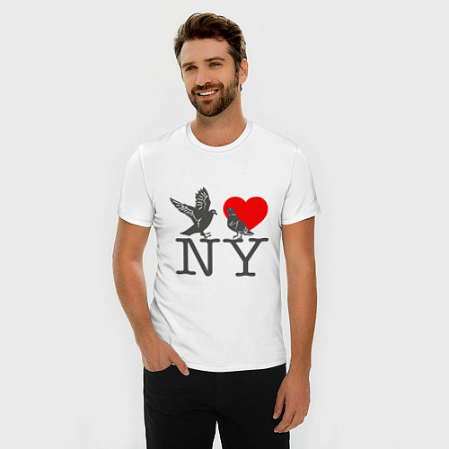 Мужская slim-футболка Birds: Love NY / Белый – фото 3