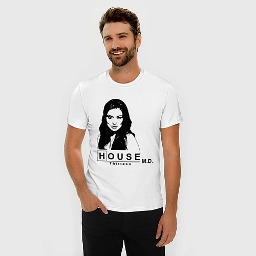Мужская slim-футболка House MD: Thirteen / Белый – фото 3