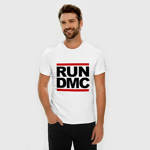 Мужская slim-футболка Run DMC / Белый – фото 3