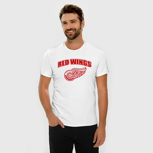 Мужская slim-футболка Detroit Red Wings / Белый – фото 3