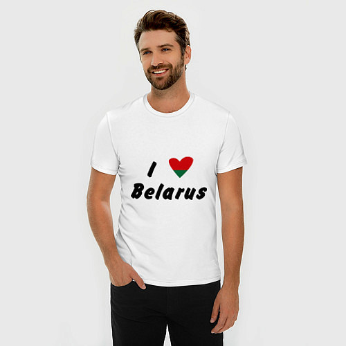 Мужская slim-футболка I love Belarus / Белый – фото 3