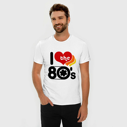 Мужская slim-футболка I love The 80s / Белый – фото 3
