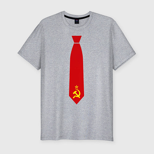 Мужская slim-футболка Советский галстук / Меланж – фото 1