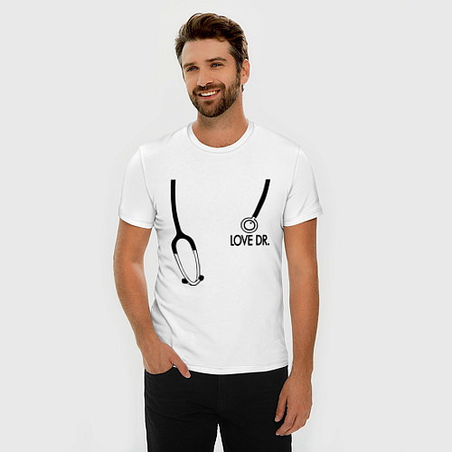 Мужская slim-футболка Love Dr. House / Белый – фото 3