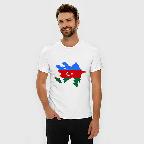 Мужская slim-футболка Azerbaijan map / Белый – фото 3