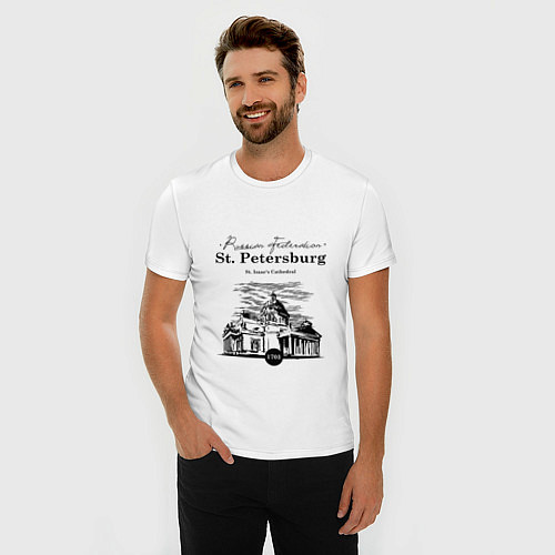 Мужская slim-футболка St. Isaac's Cathedral / Белый – фото 3