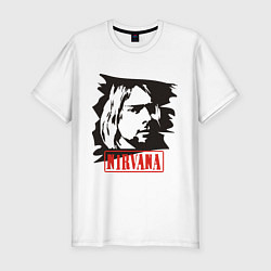 Футболка slim-fit Nirvana: Kurt Cobain, цвет: белый