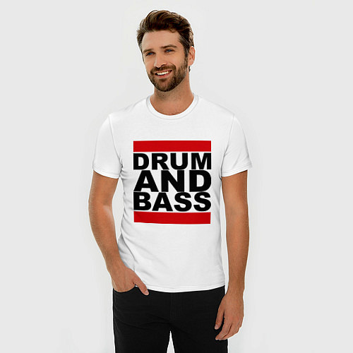 Мужская slim-футболка Drum and bass / Белый – фото 3