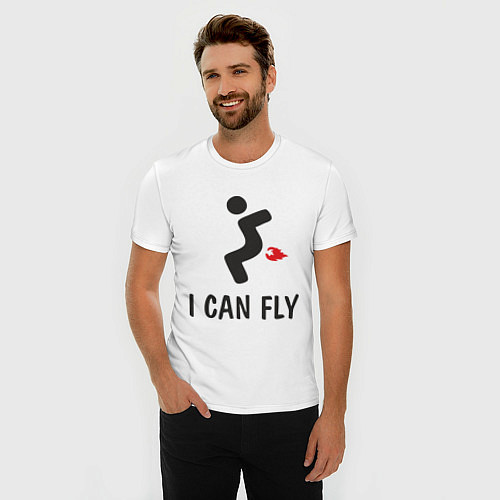 Мужская slim-футболка I can fly - Я умею летать / Белый – фото 3