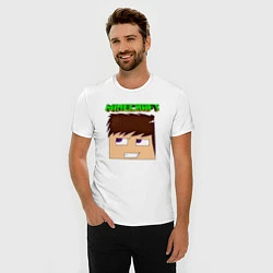 Футболка slim-fit Огромная голова Стива - Minecraft, цвет: белый — фото 2