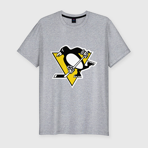 Мужская slim-футболка Pittsburgh Penguins / Меланж – фото 1