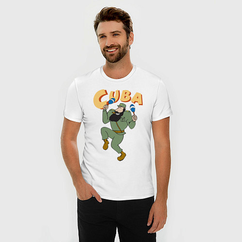 Мужская slim-футболка Cuba: Fidel Castro / Белый – фото 3