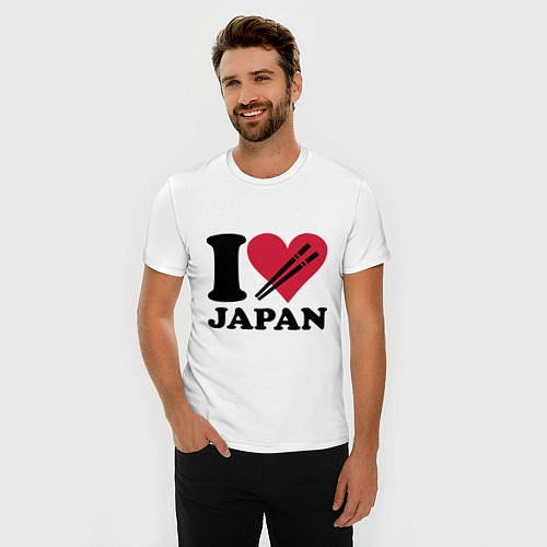 Мужская slim-футболка I love Japan - Я люблю Японию / Белый – фото 3