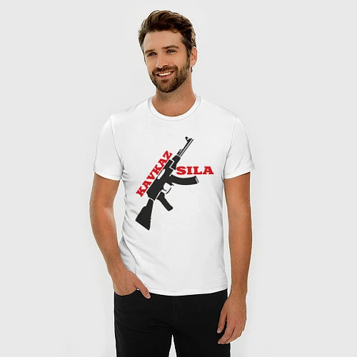 Мужская slim-футболка Kavkaz Sila / Белый – фото 3