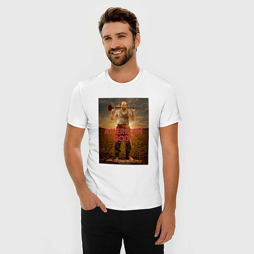 Мужская slim-футболка American Gods: Czernobog / Белый – фото 3