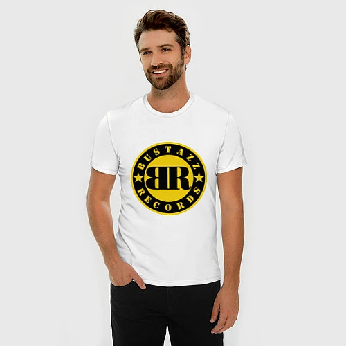 Мужская slim-футболка Bustazz Records Lable / Белый – фото 3