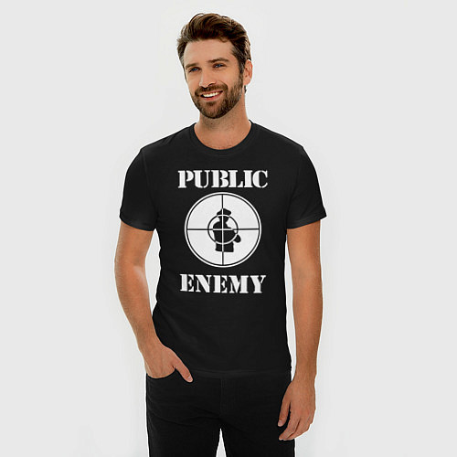 Мужская slim-футболка Public Enemy / Черный – фото 3