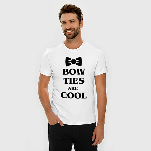 Мужская slim-футболка Bow ties are cool / Белый – фото 3