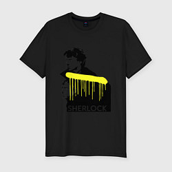 Футболка slim-fit Sherlock: Yellow line, цвет: черный