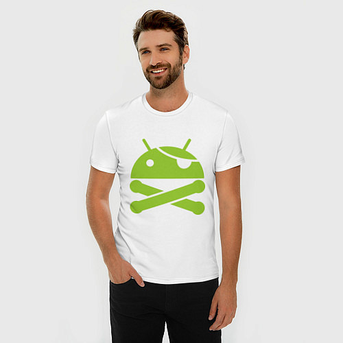 Мужская slim-футболка Android super user / Белый – фото 3