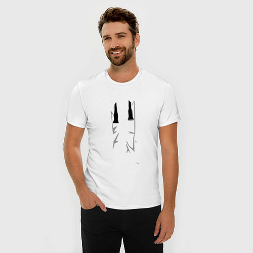 Мужская slim-футболка Костюм с развязанной бабочкой / Белый – фото 3