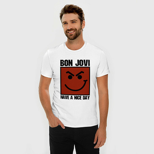 Мужская slim-футболка Bon Jovi: Have a nice day / Белый – фото 3