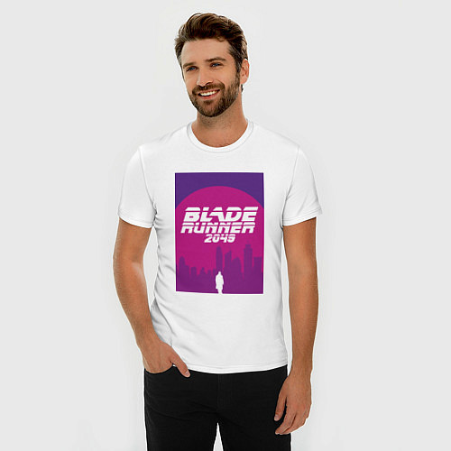 Мужская slim-футболка Blade Runner 2049: Purple / Белый – фото 3