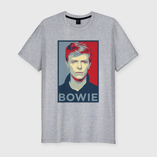 Мужская slim-футболка Bowie Poster / Меланж – фото 1