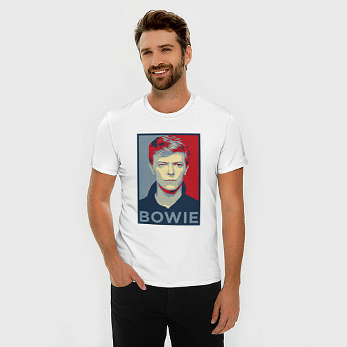 Мужская slim-футболка Bowie Poster / Белый – фото 3