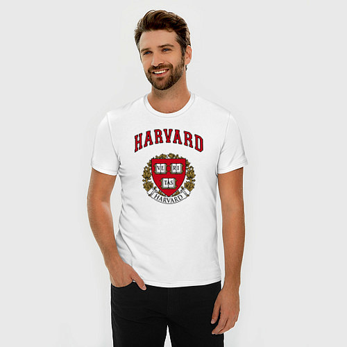Мужская slim-футболка Harvard university / Белый – фото 3