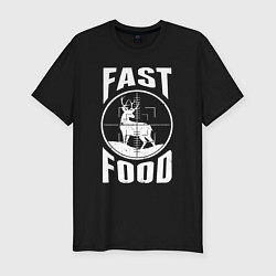 Футболка slim-fit FAST FOOD олень в прицеле, цвет: черный